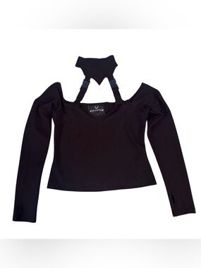 Killstar Size Medium Black Choker Buckle Top Long Sleeve Gothic Rave Stretchy